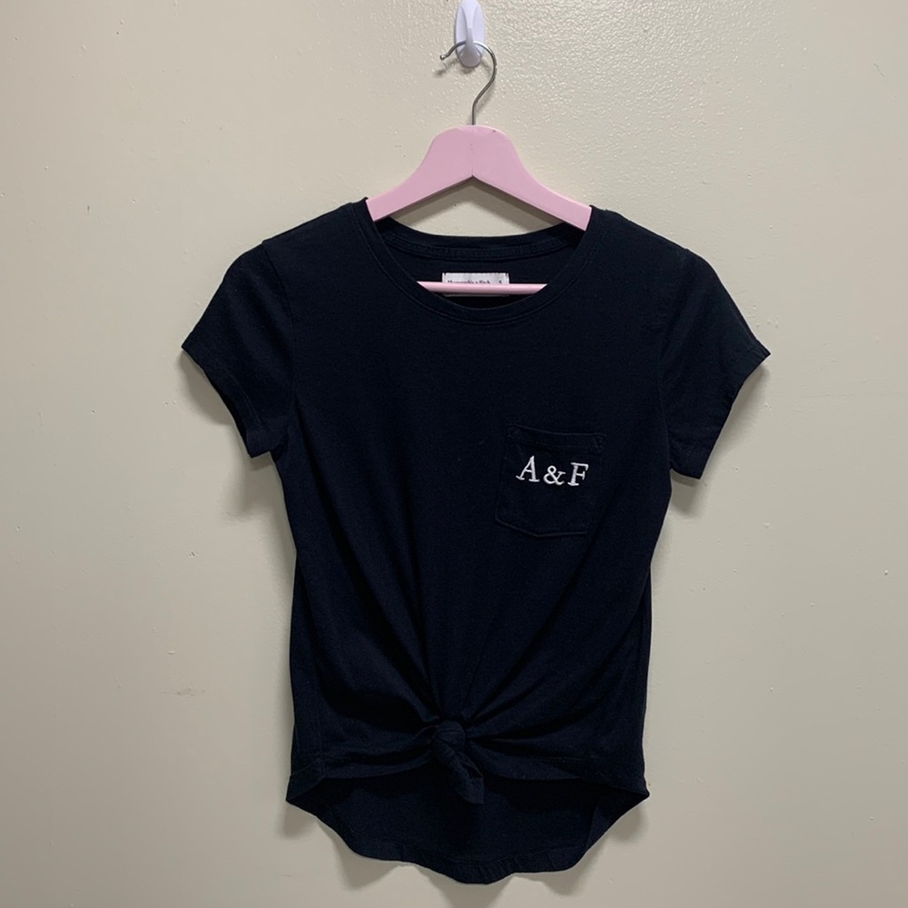 Brand new Abercrombie and Fitch black tee with cute tie detail in the front.